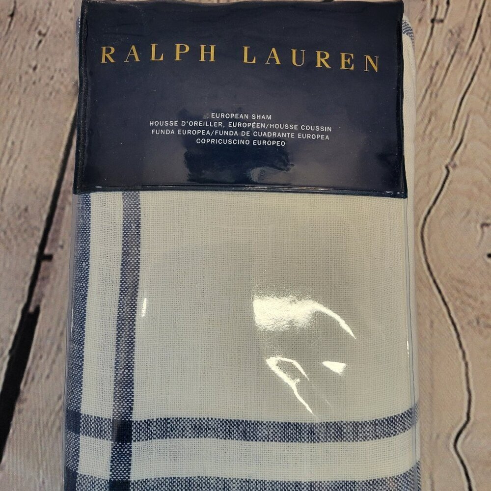 Ralph Lauren Addison Jayme Navy Cream 26 X 26 in. European Sham